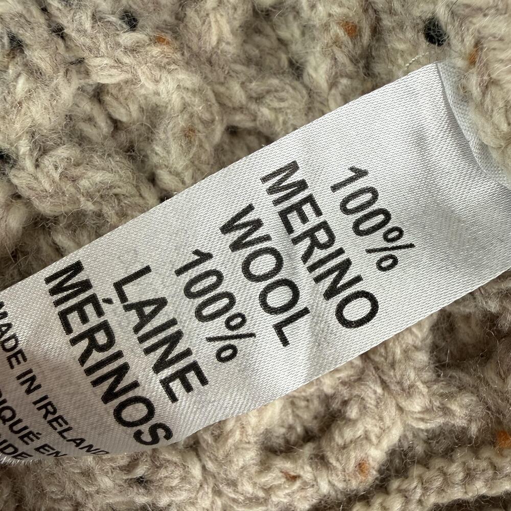 Aran Mor Sweater Womens Small Beige 100% Merino Wool Cardigan Coatigan Ireland - Picture 7 of 11